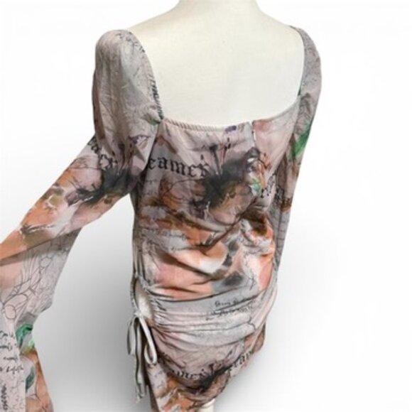 PLT NWT Stone Printed Chiffon Cut Out Shift Dress Size 12 - Picture 7 of 12